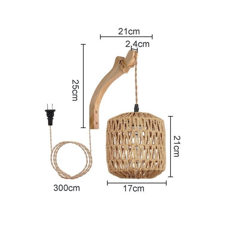 American Retro Wall Sconce 3M Hemp Rope Hanging Line Paper Rope Woven Lampshade