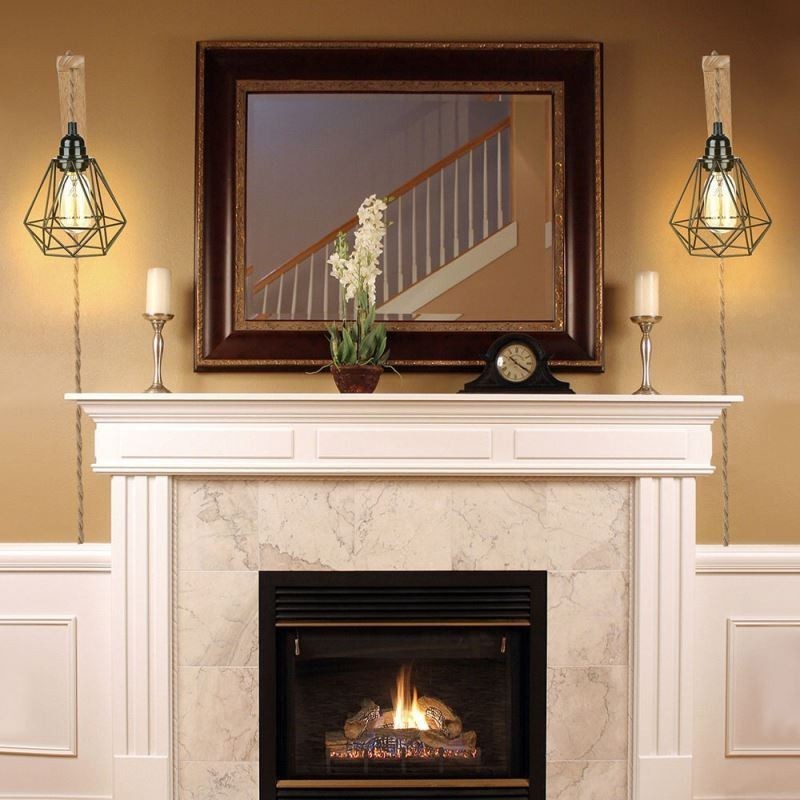 American Retro Wall Sconce 2.5M Hemp Rope Hanging Wire Black Iron Painted Lampshade