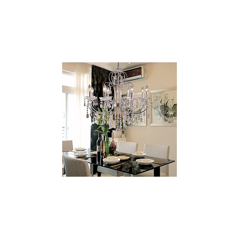 Traditional Classic Crystal Chrome Metal Chandelier
