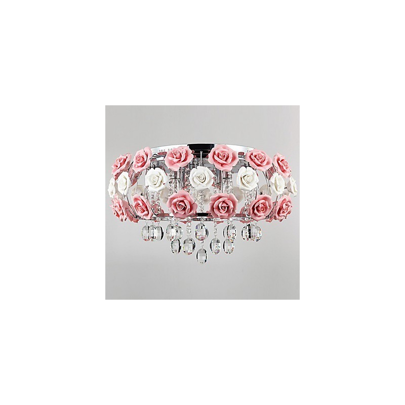 Country Crystal Electroplated Metal Flush Mount