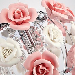 Country Crystal Electroplated Metal Flush Mount