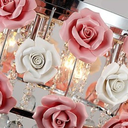 Country Crystal Electroplated Metal Flush Mount