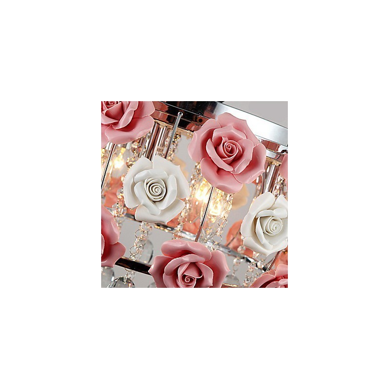 Country Crystal Electroplated Metal Flush Mount