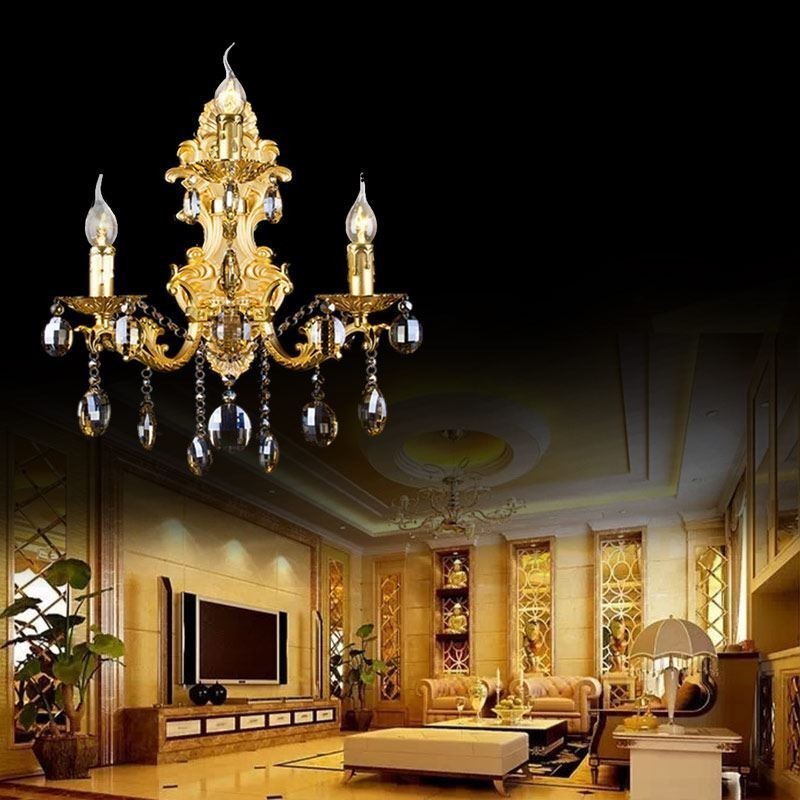 European Fashion Wall Lamp Luxurious Crystal Drop Wall Sconce Lighting