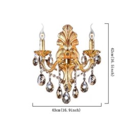 European Wall Lamp Golden Petal Wall Sconce Exquisite Crystal Drops Light Bedside Lighting