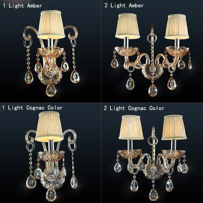 European Wall Lamp Amber Cognac Crystal Wall Sconce Simple Lamp Lighting