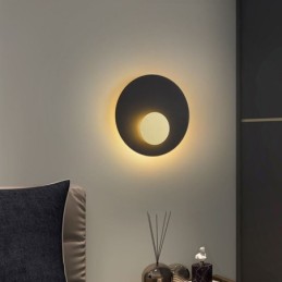 Nordic Wall Light Black Gold Round Full Copper Wall Sconce
