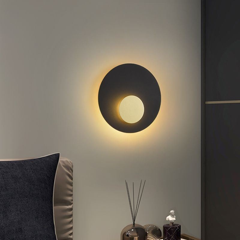 Nordic Wall Light Black Gold Round Full Copper Wall Sconce