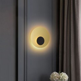 Nordic Wall Light Black Gold Round Full Copper Wall Sconce