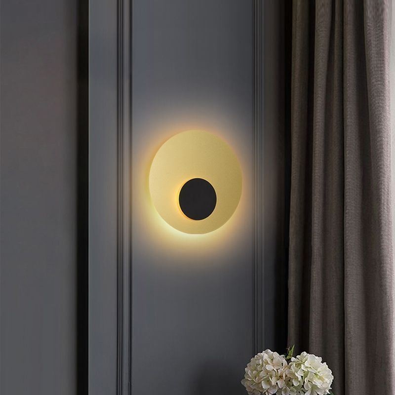 Nordic Wall Light Black Gold Round Full Copper Wall Sconce