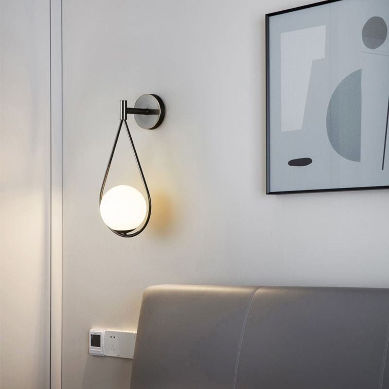 Modern Globe Wall Sconce Glass Wall Light Black Water Drop Wall Light