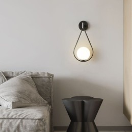 Modern Globe Wall Sconce Glass Wall Light Black Water Drop Wall Light