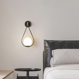 Modern Globe Wall Sconce Glass Wall Light Black Water Drop Wall Light