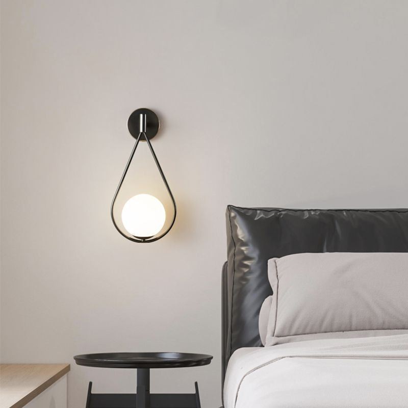 Modern Globe Wall Sconce Glass Wall Light Black Water Drop Wall Light