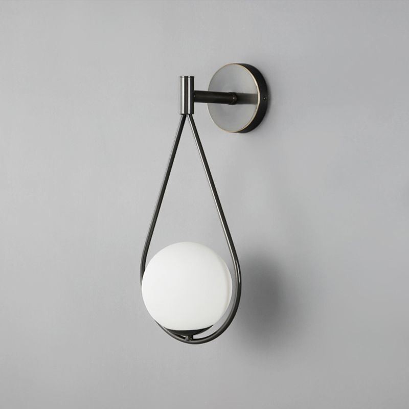 Modern Globe Wall Sconce Glass Wall Light Black Water Drop Wall Light