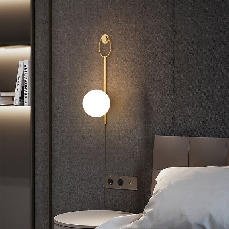Modern Globe Wall Sconce Brushed Gold Glass Wall Light
