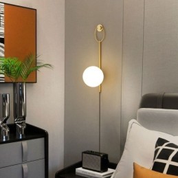 Modern Globe Wall Sconce Brushed Gold Glass Wall Light