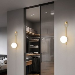 Modern Globe Wall Sconce Brushed Gold Glass Wall Light