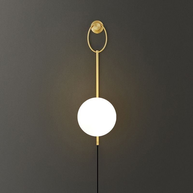 Modern Globe Wall Sconce Brushed Gold Glass Wall Light