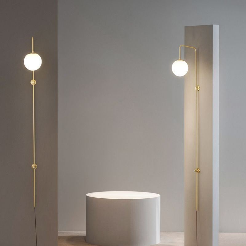 Modern Globe Wall Sconce Brushed Gold Glass Wall Light