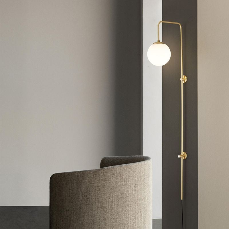Modern Globe Wall Sconce Brushed Gold Glass Wall Light