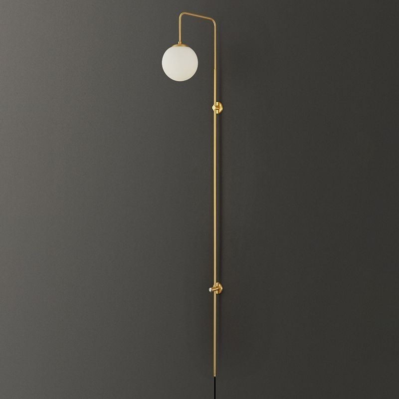Modern Globe Wall Sconce Brushed Gold Glass Wall Light