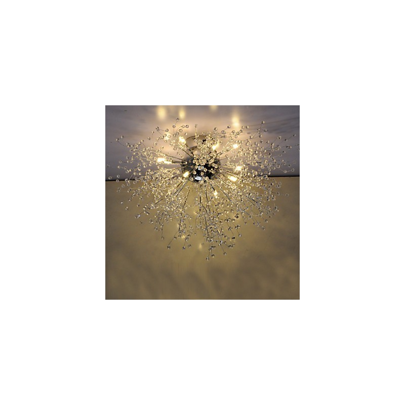 Modern Firework Globe AcrChrome Metal Flush Mount GDNS