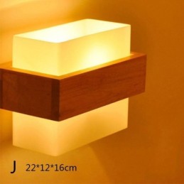 Nordic Wood Wall Lamp Glass Lampshade Sconce Light