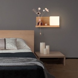 Nordic Wood Wall Lamp Glass Lampshade Sconce Light