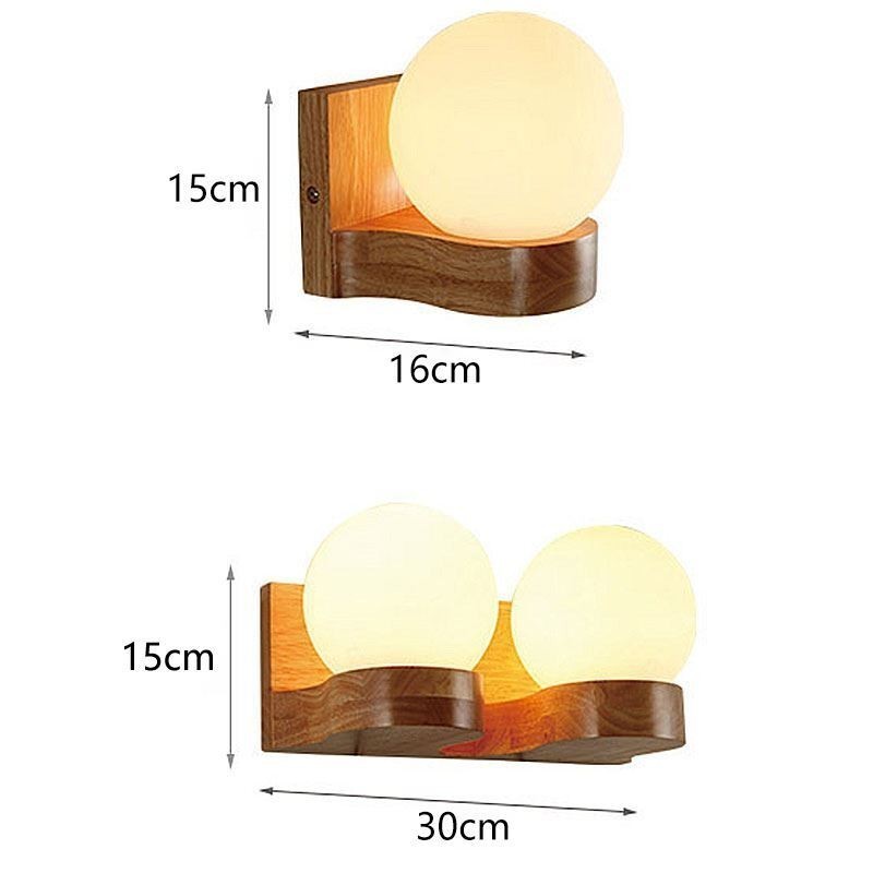 Nordic Solid Wood Wall Light Cozy Ball Shape Sconce Light