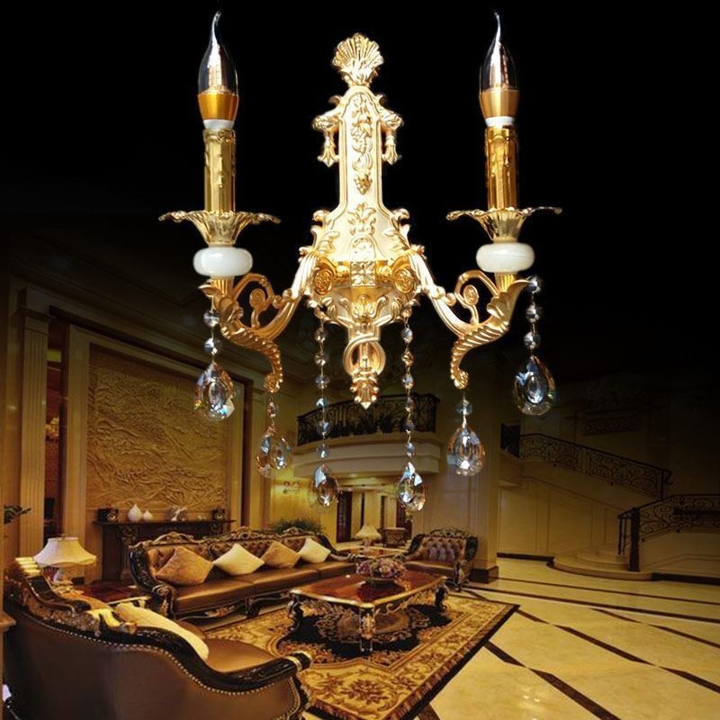 European Wall Lamp Luxurious Wall Sconce Crystal Drop Lamp Bedside Lighting