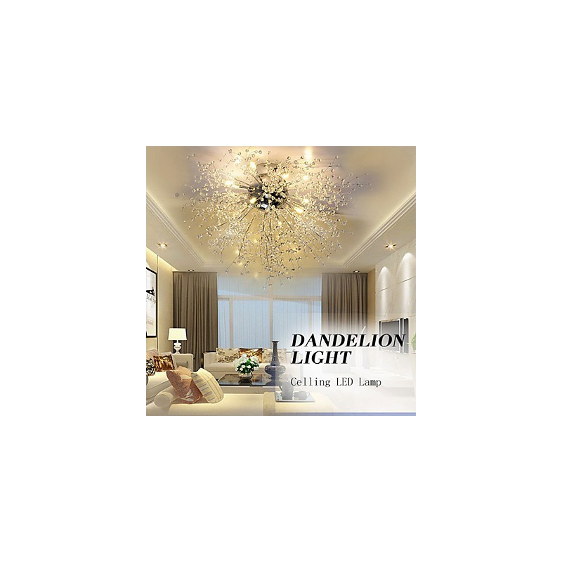 Modern Firework Globe AcrChrome Metal Flush Mount GDNS