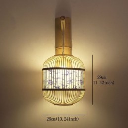 Cage Design Wall Light Creative Bamboo Hanging Wall Sconce Bedside Decorative Light