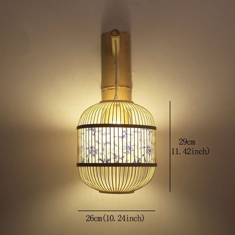 Cage Design Wall Light Creative Bamboo Hanging Wall Sconce Bedside Decorative Light