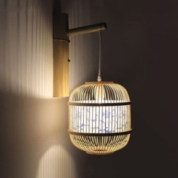 Cage Design Wall Light Creative Bamboo Hanging Wall Sconce Bedside Decorative Light