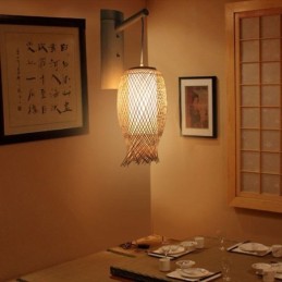 Downward Bamboo Wall Light Rural Round Wall Sconce Bedside Teahouse Creative Light