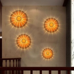 Round Flower Wall Sconce Unique Bamboo Wall Light Creative Decorative Lighting