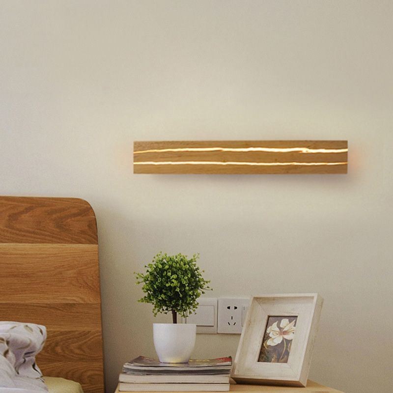 Modern Wood Wall Lamp Entrance Aisle Lights Nordic Bedside Wall Light