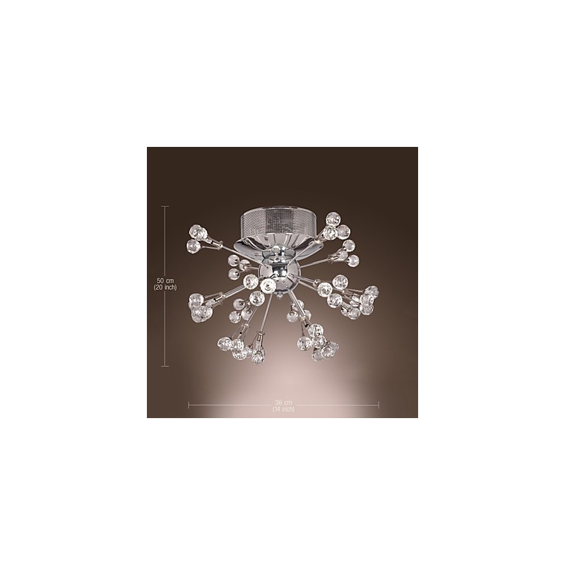 Modern Contemporary Crystal Chrome Metal Flush Mount