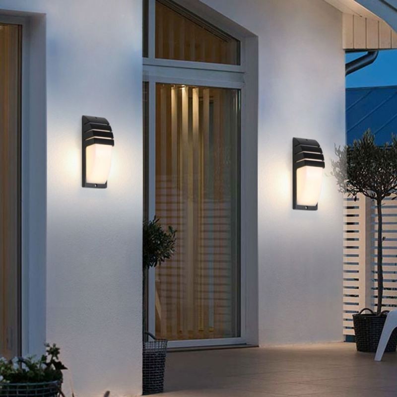 Waterproof Outdoor Porch Light Black Aluminium Wall Lamp Garden Courtyard Light