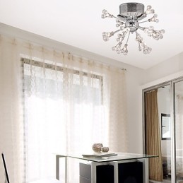 Modern Contemporary Crystal Chrome Metal Flush Mount