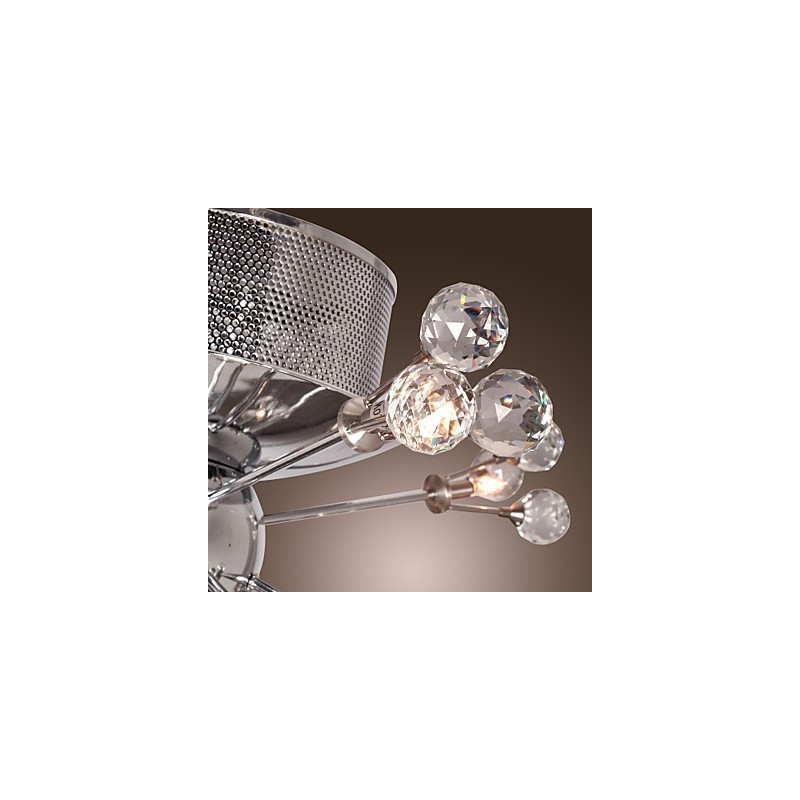 Modern Contemporary Crystal Chrome Metal Flush Mount
