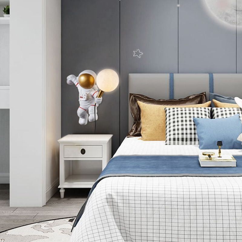 Modern Wall Sconce Creative Astronaut Resin Wall Light Kids