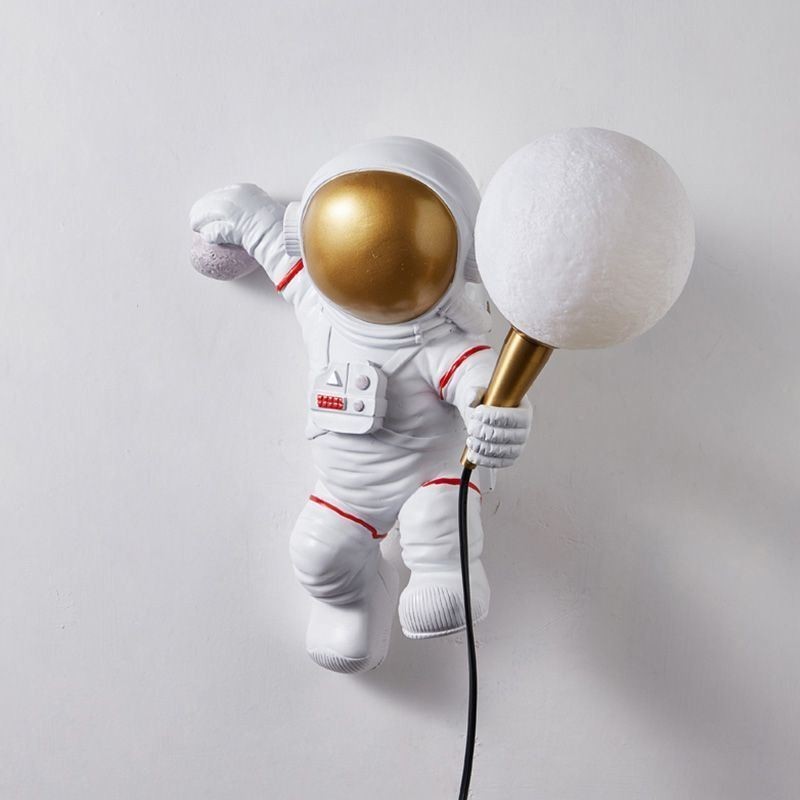Modern Wall Sconce Creative Astronaut Resin Wall Light Kids