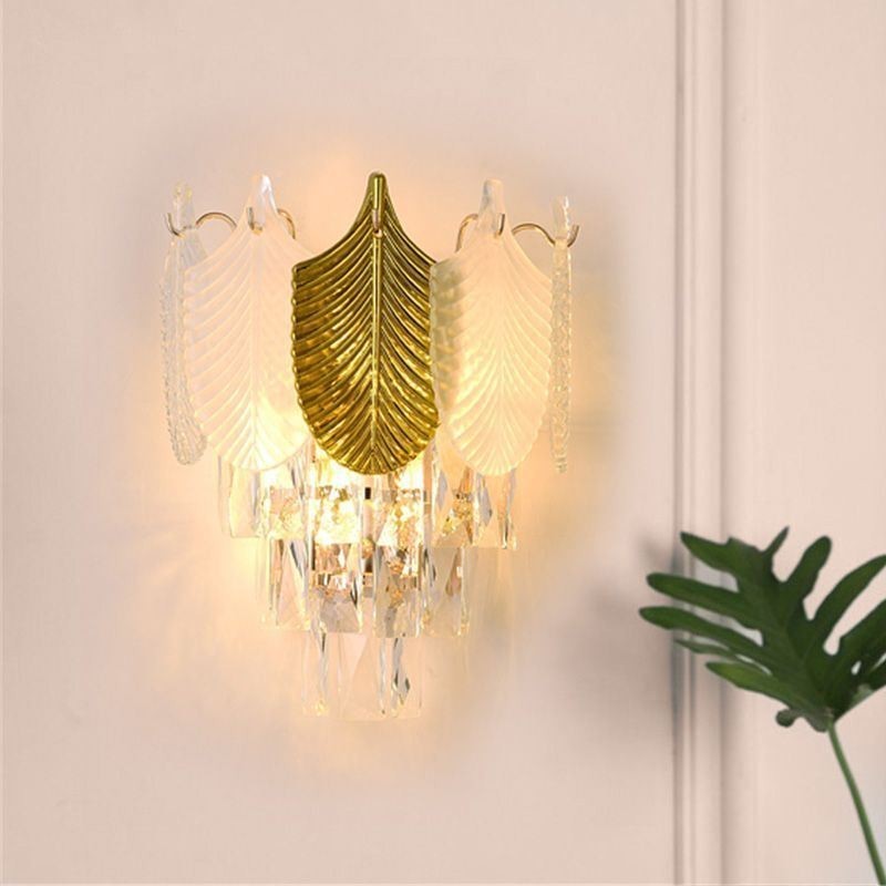 Crystal Wall Sconce Modern Wall Light Fixture 2X Base