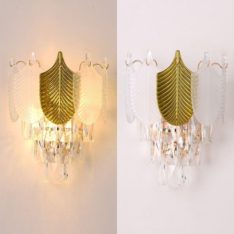 Crystal Wall Sconce Modern Wall Light Fixture 2X Base