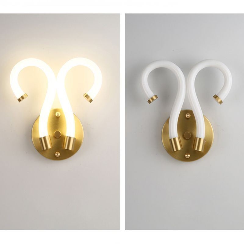 Modern Wall Light Creativity Sconce Wall Lamp Copper Sheep Horn 2 Lights