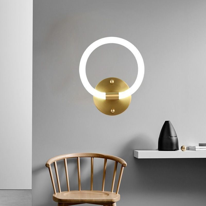 Modern Wall Light Fixtures Round Ring Wall Sconces Tricolor Dimming