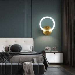 Modern Wall Light Fixtures Round Ring Wall Sconces Tricolor Dimming
