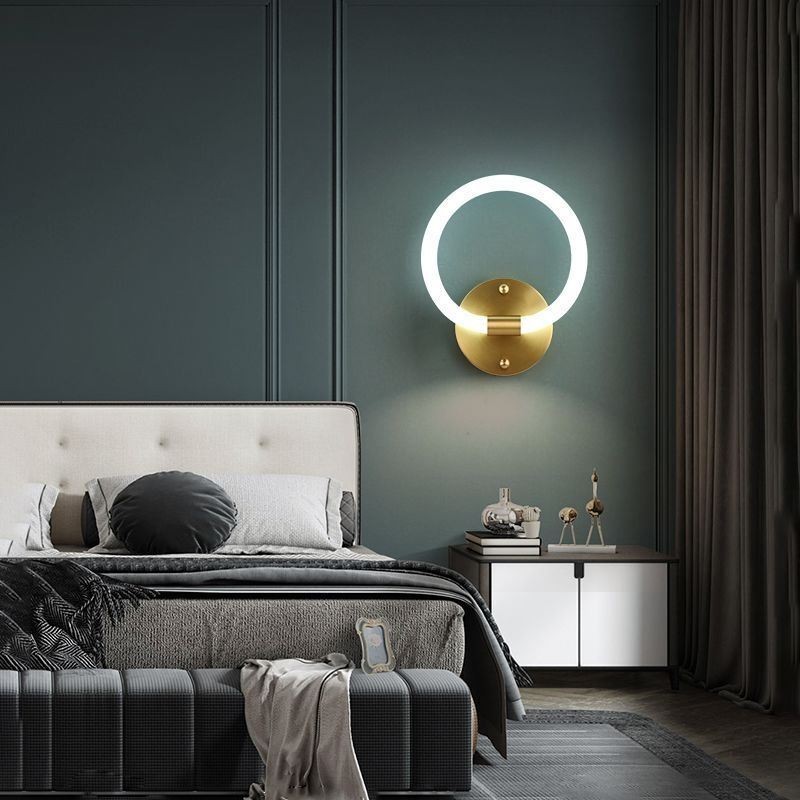 Modern Wall Light Fixtures Round Ring Wall Sconces Tricolor Dimming